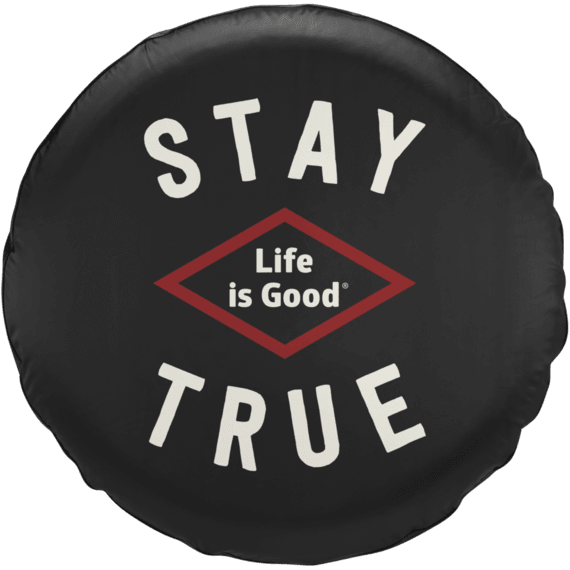 "Life is Good Stay True Tire Cover| in Night Black Size 29"""